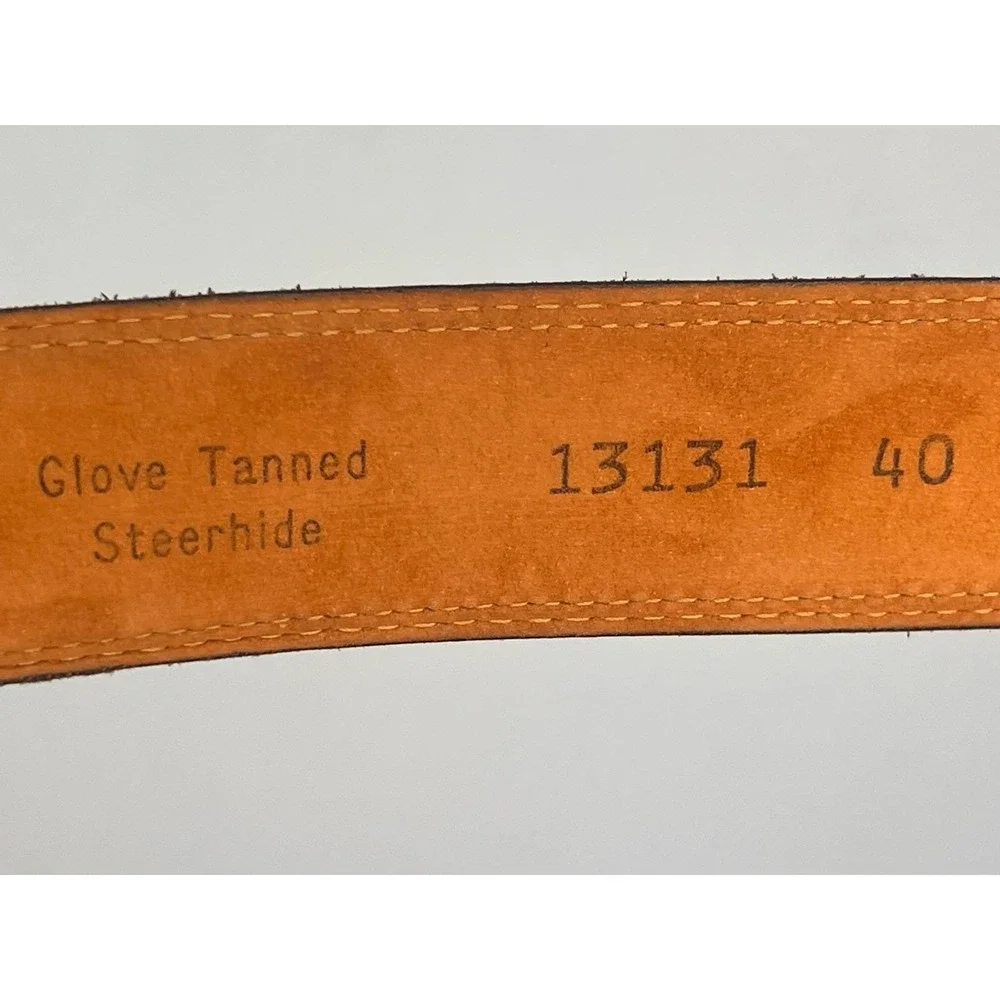 Lejon USA Black Glove Tanned Steerhide Leather Dress Belt Size 40 Silver Buckle